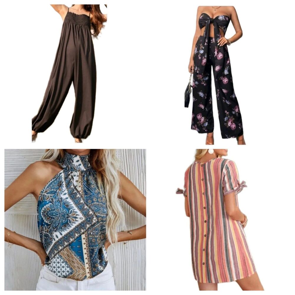 NIP 4 Piece Boho Bundle - Size Small - Jumpsuits, Co-ord Set, Dress, & Top